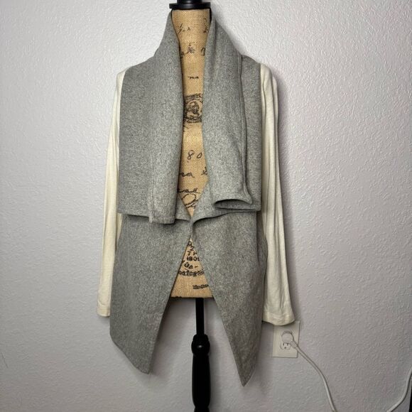 Harputs Own Wool Blend Open Front Long Line Shawl Coat LagenLook Grey Size S - Picture 1 of 14